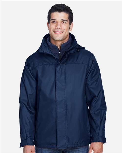 Men's 3-in-1 Insulated Jacket - - 14154 Midnight Navy 134D3 8-8.9 oz 88130 AB Exclusive Brands CA New ab Hooded Jackets Mens & Unisex New AB North End Nylon Outerwear Performance Thermals Water Resistant