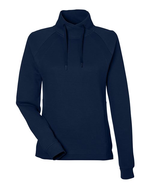 North End NE200W, Women's Rhythm Waffle Cross-neck Pullover, Classic Navy