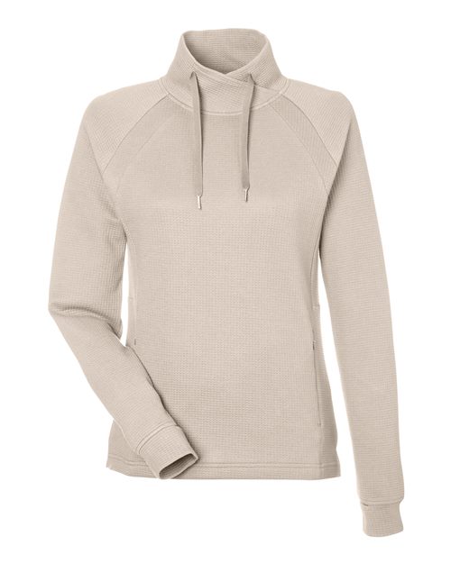 North End NE200W, Women's Rhythm Waffle Cross-neck Pullover, Oatmeal