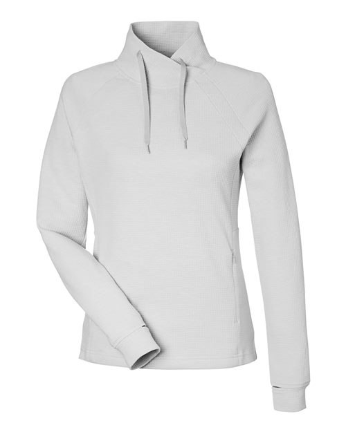 North End NE200W, Women's Rhythm Waffle Cross-neck Pullover, Platinum