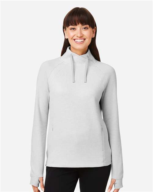 North End NE200W, Women's Rhythm Waffle Cross-neck Pullover, Platinum
