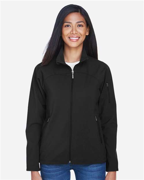 Women's 3-layer Fleece Performance Soft Shell Jacket - - 14172 Black 105D3 78034 8-8.9 oz AB Exclusive Brands CA New ab Full-Zips Jackets New AB North End Outerwear Performance S&S Exclusive Brands Spandex Thermals Womens Zips