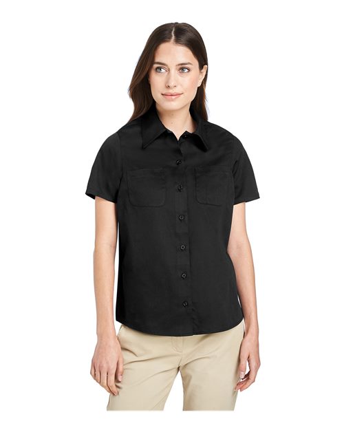 Women's Advantage IL Short Sleeve Dress Shirt - - 14176 Black 265B9 4-4.9 oz AB Exclusive Brands CA New ab Cotton Dress Shirts Harriton M585W New AB Pockets Polyester S&S Exclusive Brands Short Sleeves Stain Resistant Tops Womens Workwear Wovens Wovens & Dress Shirts Wrinkle Free