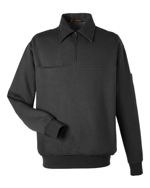 Harriton M712, Unisex Climabloc Heavyweight Tactical Quarter-zip Pullover, Black