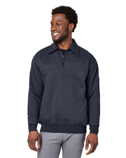 Unisex ClimaBloc™ Heavyweight Tactical Quarter-Zip Pullover - - 14183 Dark Navy 11-11.9 oz 279B9 AB Exclusive Brands CA New ab Cotton Fleece Harriton Industrial & Workwear Industrial & Workwear - In the Field Long Sleeves M712 Mens & Unisex New AB Pockets Polyester Pullovers Quarter-Zips S&S Exclusive Brands Sweatshirts & Fleece Tops UG Playbook UG Playbook - Industrial & Workwear Gifting UG Playbook Industrial & Workwear Water Resistant Workwear Zips