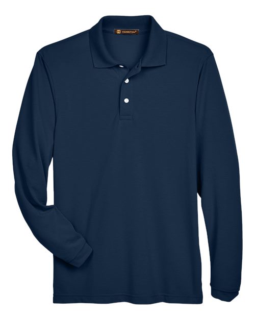 Harriton M265L, Men's Easy Blend Long Sleeve Polo, Navy