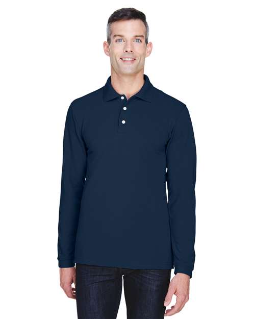Men's Easy Blend™ Long Sleeve Polo - - 14195 Navy 2025 Polo Guide 2025 Polo Guide Uniforms 2025 Polo Guide Uniforms - Workwear & Industrial 204B9 AB Exclusive Brands Back to School 2025 CA CA New ab Cotton Harriton Long Sleeves M265L Mens & Unisex New AB Pique Polos Polos & Knits Polyester S&S Exclusive Brands Side Seams Sport Shirts Tops