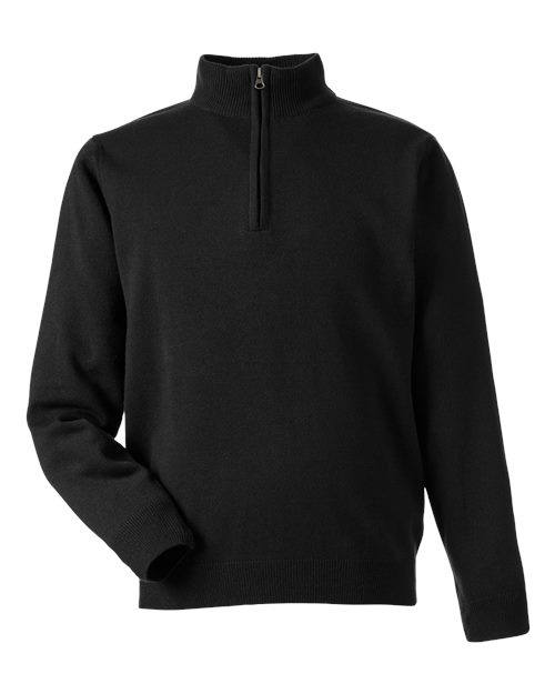 Harriton M421, Unisex Pilbloc Quarter-zip Pullover Sweater, Black