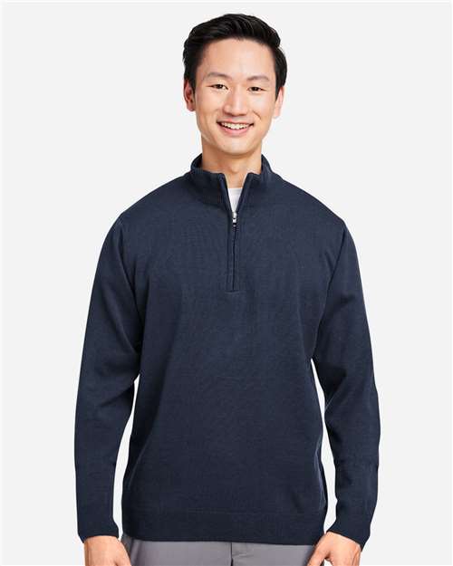 Harriton M421, Unisex Pilbloc Quarter-zip Pullover Sweater, Dark Navy