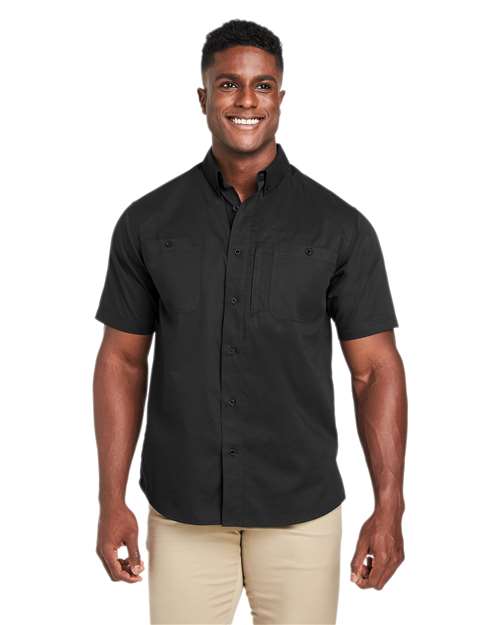 Men's Advantage IL Short Sleeve Work Shirt - - 14200 Black 262B9 4-4.9 oz AB Exclusive Brands CA New ab Cotton Dress Shirts Harriton M585 Mens & Unisex New AB Pockets Polyester Short Sleeves Stain Resistant Tops Workwear Wovens Wovens & Dress Shirts Wrinkle Free Zips