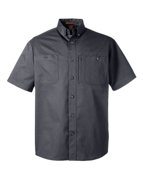 Harriton M585, Men's Advantage Il Short Sleeve Work Shirt, Dark Charcoal