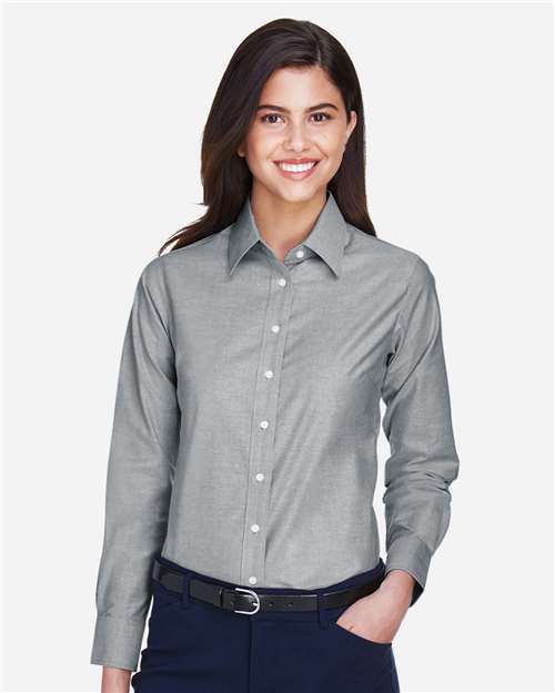 Harriton M600W, Women's Oxford Dress Shirt, Oxford Grey