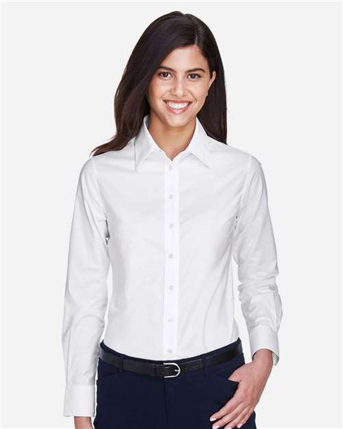 Harriton M600W, Women's Oxford Dress Shirt, White