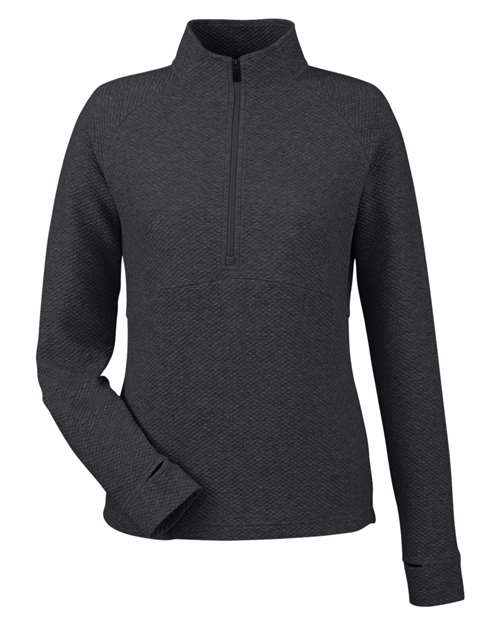 North End NE725W, Women's Spirit Textured Quarter-zip Pullover, Black Heather