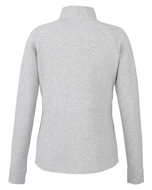 North End NE725W, Women's Spirit Textured Quarter-zip Pullover, Platinum Heather