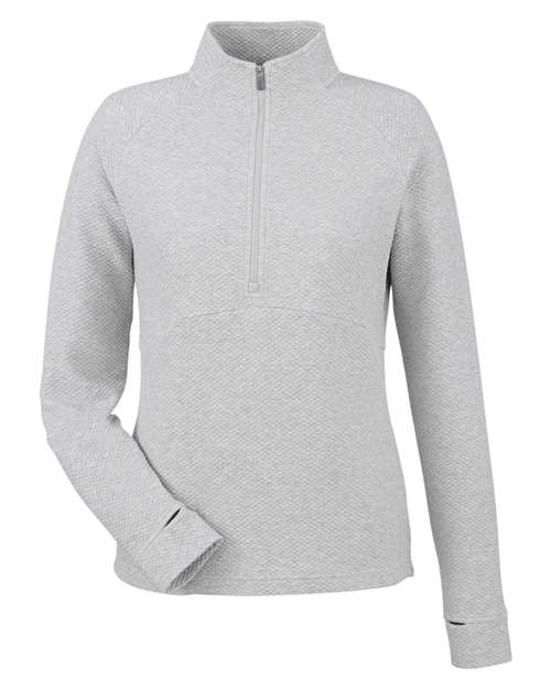 North End NE725W, Women's Spirit Textured Quarter-zip Pullover, Platinum Heather