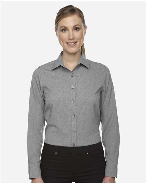 Women's Melange Performance Shirt - - 14225 Light Heather 227D3 78802 AB Exclusive Brands CA New ab Dress Shirts Long Sleeves New AB North End Polyester - 100% S&S Deep Deals S&S Exclusive Brands Tops Womens Wovens Wovens & Dress Shirts