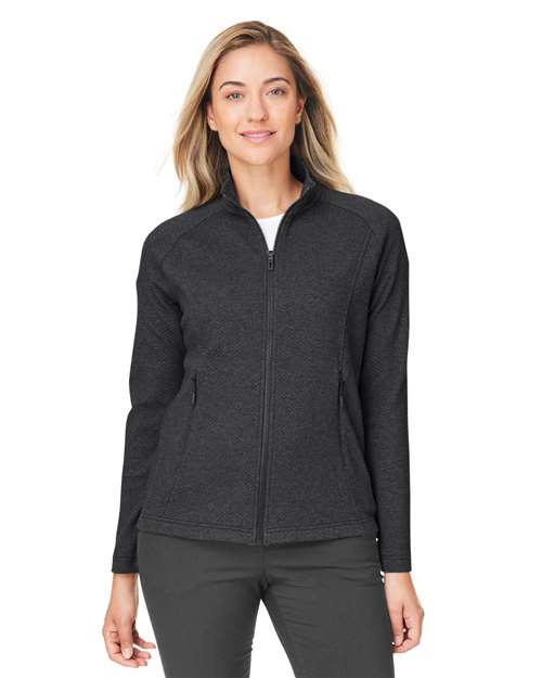 Women's Spirit Textured Full-Zip - - 14283 Black Heather 210D3 8-8.9 oz AB Exclusive Brands Activewear CA New ab Corporate Corporate Gifting & Incentives Corporate Gifting - Splurge Cotton Full-Zips Knit Long Sleeves NE727W New AB North End Outerwear Performance Pockets Polos & Knits Polyester Socially Conscious Manufacturing Spandex Sun/UV Protection Sustainable Materials Sustainable Styles Tops Womens Zips