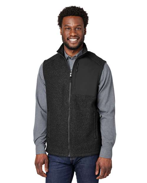 Men's Aura Sweater Fleece Vest - - 14292 Black Black 11-11.9 oz 201D3 AB Exclusive Brands CA New ab Fleece Full-Zips Jackets Mens & Unisex NE714 New AB North End Outerwear Pockets Polyester - 100% S&S Deep Deals the edit fall fleece 2025 Vests Zips