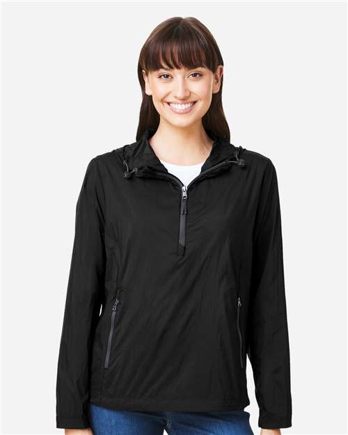 North End NE810W, Women's Aura Lightweight Packable Anorak, Black/ Carbon