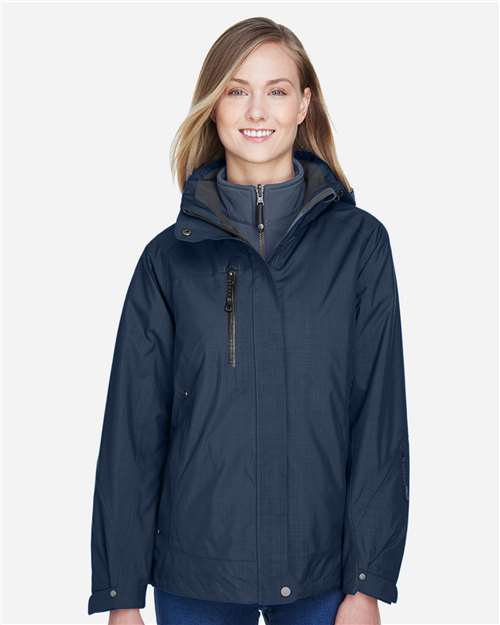 Women's Caprice 3-in-1 Jacket with Soft Shell Liner - - 14303 Classic Navy 116D3 78178 AB Exclusive Brands CA New ab Hooded Jackets New AB North End Outerwear Performance Polyester - 100% Rain Coats Thermals Trending Waterproof Womens