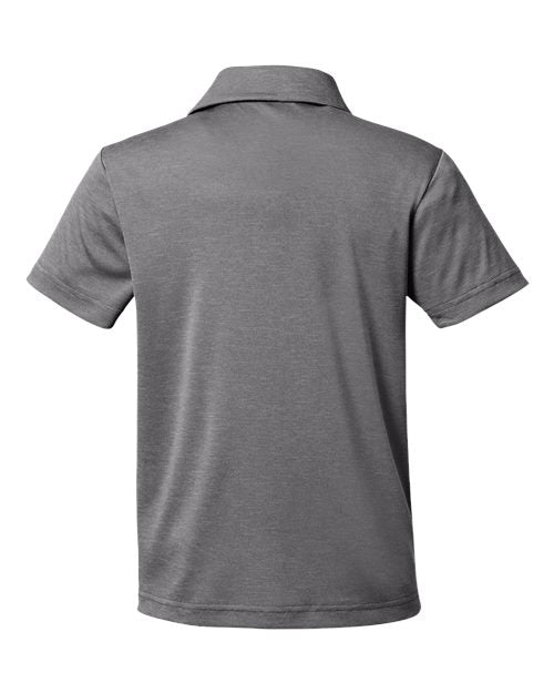 Team 365 TT51HY, Youth Zone Sonic Heather Performance Polo, Dark Grey Heather