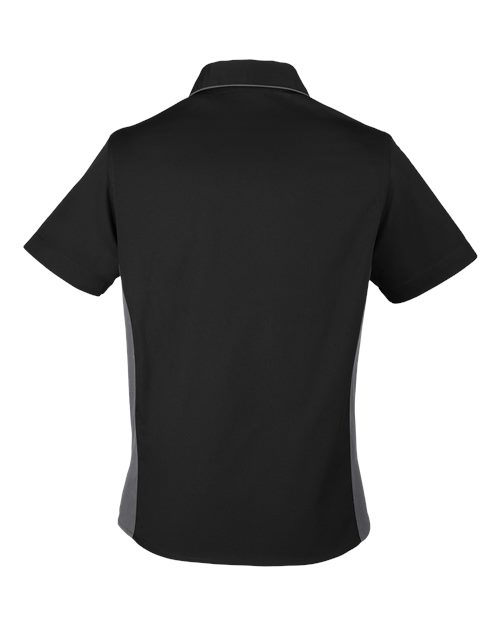 Harriton M586W, Women's Flash Il Colorblock Shirt, Black/ Dark Charcoal