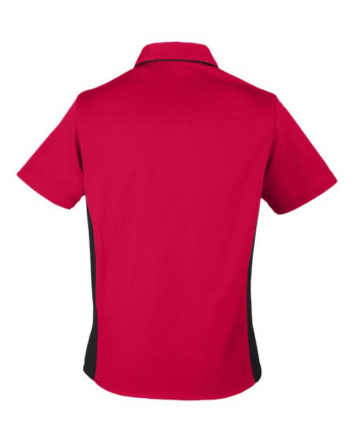 Harriton M586W, Women's Flash Il Colorblock Shirt, Red/ Black