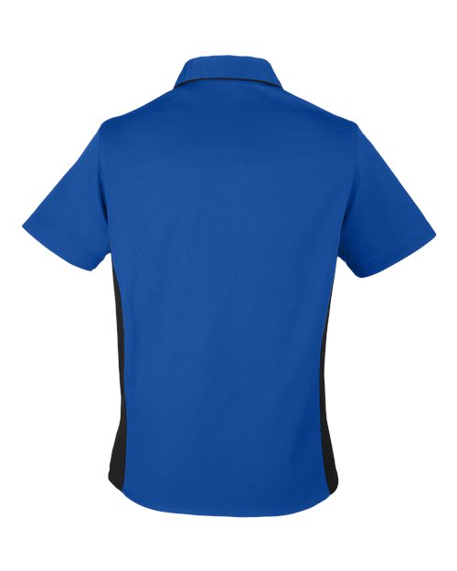 Harriton M586W, Women's Flash Il Colorblock Shirt, True Royal/ Black