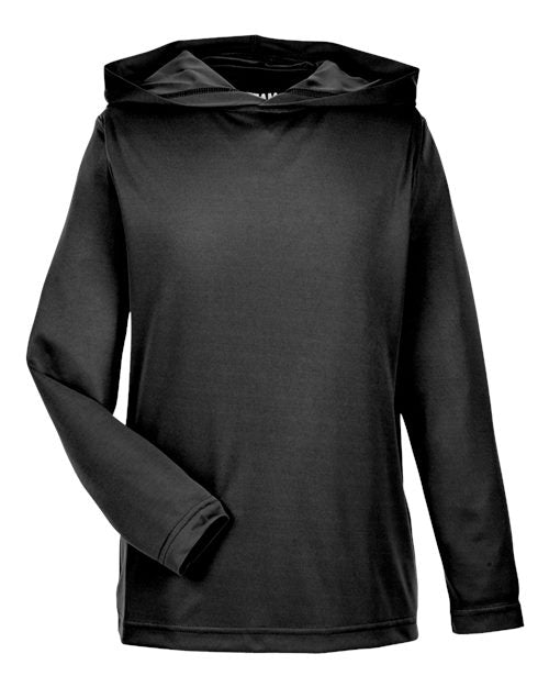Team 365 TT41Y, Youth Zone Performance Hooded Long Sleeve T-shirt, Black