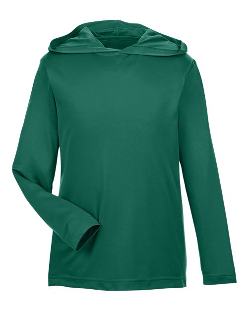 Team 365 TT41Y, Youth Zone Performance Hooded Long Sleeve T-shirt, Sport Forest