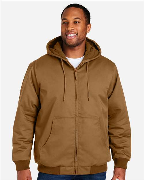 Harriton M722T, Unisex Tall Climabloc Heavyweight Hooded Full-zip Jacket, Duck Brown