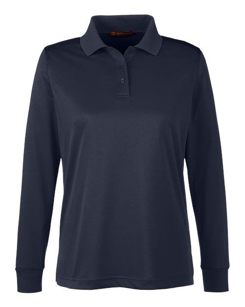 Harriton M348LW, Women's Advantage Snag Protection Plus Il Long Sleeve Polo, Dark Navy