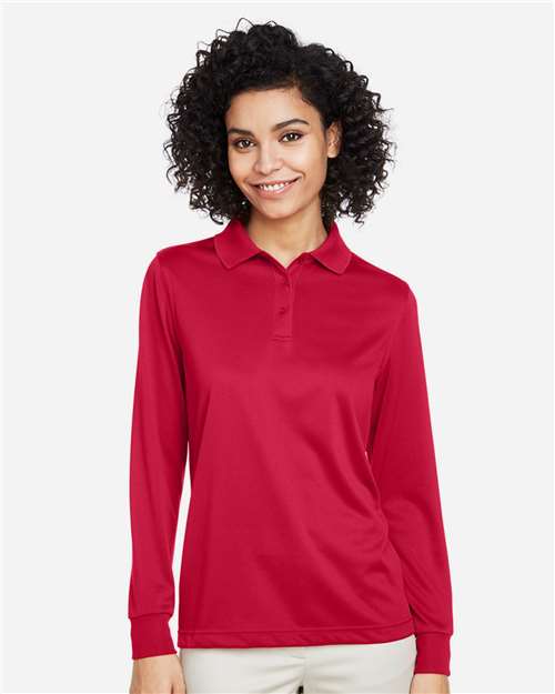 Harriton M348LW, Women's Advantage Snag Protection Plus Il Long Sleeve Polo, Red