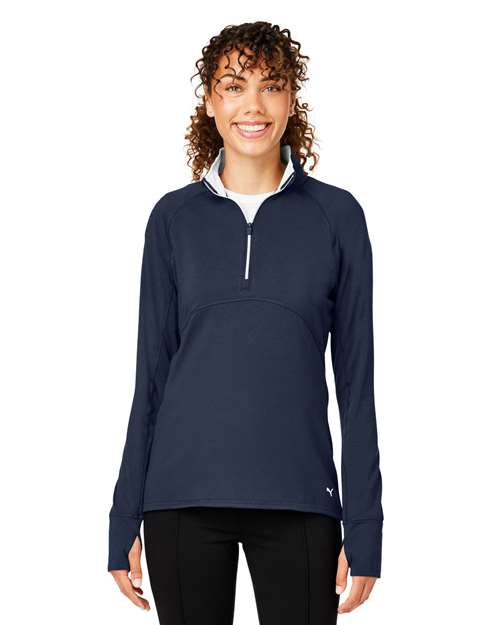 Women's Gamer Golf Quarter-Zip Pullover - - 14358 Navy Blazer 15746 533007 7-7.9 oz AB Retail Exclusive Brands Activewear CA New ab Moisture-Management New AB Performance Pockets Polos & Knits Polyester Pullovers Puma Golf Quarter-Zips S&S Deep Deals S&S Exclusive Brands Spandex Sun/UV Protection Thumbholes Tops Visible Logos Womens Zips
