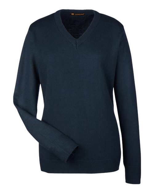 Harriton M420W, Women's Pilbloc V-neck Sweater, Dark Navy