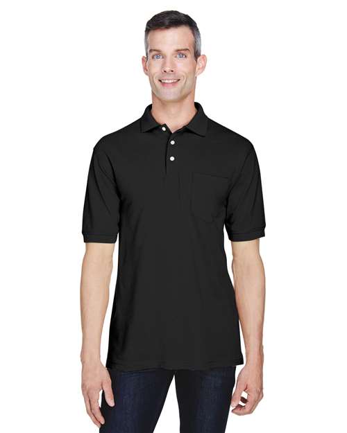 Men's Easy Blend™ Polo with Pocket - - 14397 Black 2025 Polo Guide 2025 Polo Guide Uniforms 2025 Polo Guide Uniforms - Workwear & Industrial 205B9 AB Exclusive Brands Back to School 2025 CA CA New ab Cotton Harriton M265P Mens & Unisex New AB Pique Pockets Polos Polos & Knits Polyester S&S Exclusive Brands Short Sleeves Side Seams Sport Shirts Tops