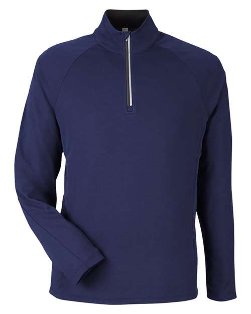 CORE365 CE418, Men's Origin Performance Pique Quarter-zip Pullover, Classic Navy Heather/ Carbon