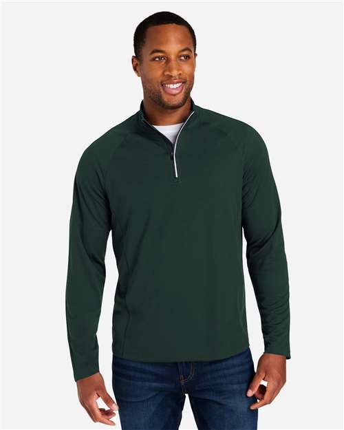 CORE365 CE418, Men's Origin Performance Pique Quarter-zip Pullover, Forest/ Carbon