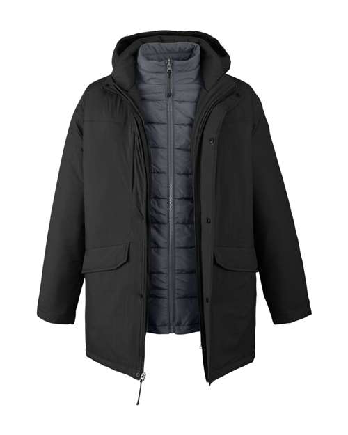 CORE365 CE725, Men's Inspire 3-in-1 Jacket With Insulated Liner, Black/ Carbon