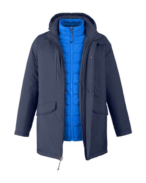 CORE365 CE725, Men's Inspire 3-in-1 Jacket With Insulated Liner, Classic Navy/ True Royal