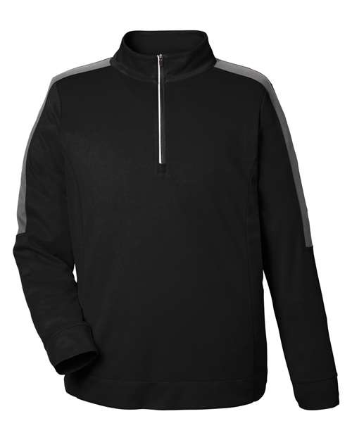 CORE365 CE404, Men's Market Snag Protect Mesh Colorblock Quarter-zip Pullover, Black/ Carbon