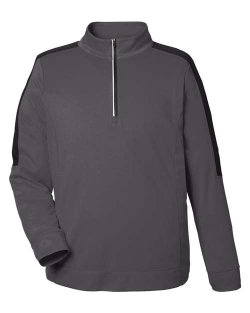 CORE365 CE404, Men's Market Snag Protect Mesh Colorblock Quarter-zip Pullover, Carbon/ Black