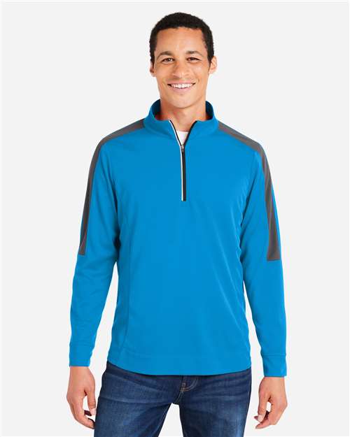 Men's Market Snag Protect Mesh Colorblock Quarter-Zip Pullover - - 14504 Electric Blue Carbon 284A7 4-4.9 oz AB Exclusive Brands Activewear Antimicrobial Back to School 2025 CA CA New ab CE404 CORE365 Long Sleeves Mens & Unisex Mesh Moisture-Management New AB Performance Polos & Knits Polyester - 100% Pullovers Quarter-Zips S&S Exclusive Brands Spiritwear Sun/UV Protection Tear Away Tops Zips