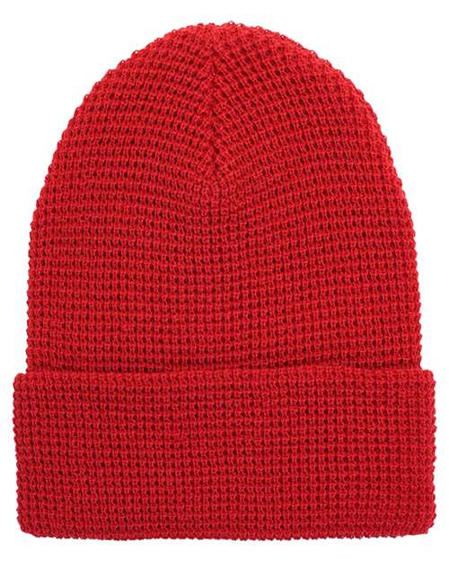 Waffle Cuffed Beanie - - 14514 Red One Size 2501KC 368F2 Headwear Outerwear S&S Deep Deals YP Classics