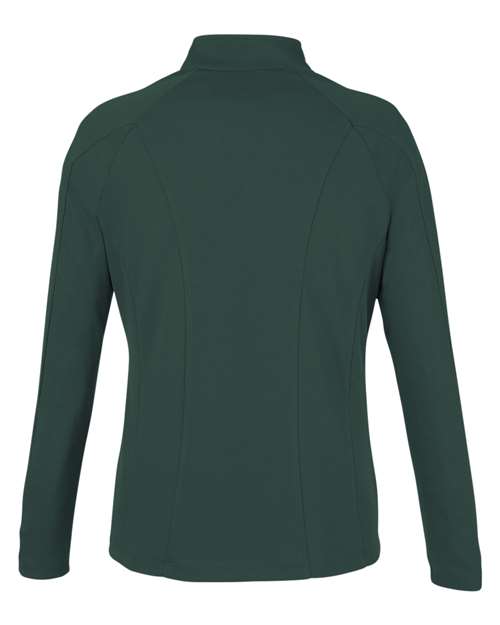 CORE365 CE418W, Women's Origin Performance Pique Quarter-zip Pullover, Forest/ Carbon