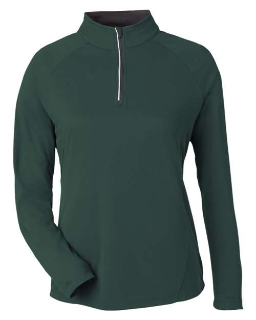 CORE365 CE418W, Women's Origin Performance Pique Quarter-zip Pullover, Forest/ Carbon
