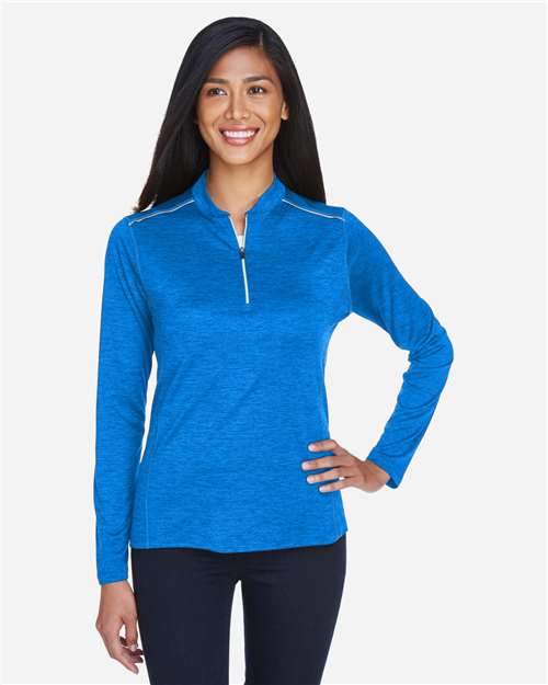 Women's Kinetic Performance Quarter-Zip Pullover - - 14492 True Royal Carbon 283A7 4-4.9 oz AB Exclusive Brands Activewear Antimicrobial CA New ab CE401W CORE365 Long Sleeves Moisture-Management New AB Performance Polos & Knits Polyester - 100% Pullovers Quarter-Zips S&S Exclusive Brands Spiritwear Sun/UV Protection Tops Womens Zips