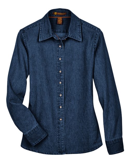 Harriton M550W, Women's Denim Shirt, Dark Denim