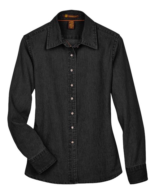 Harriton M550W, Women's Denim Shirt, Washed Black